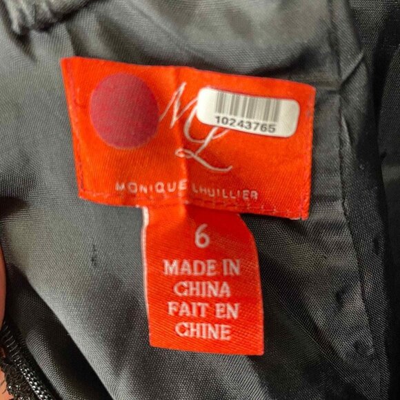 Monique Lhuillier Crochet Lace Dress Womens 6 Blue Black Shimmer Mermaid - Picture 10 of 13